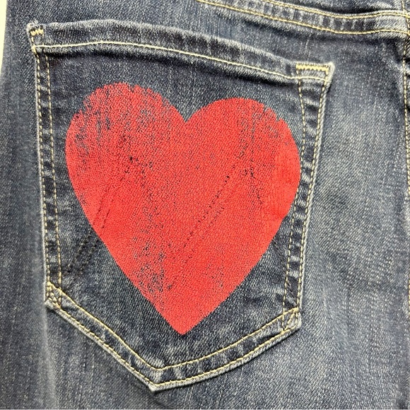MOTHER Women's Boot Cut Jeans - Blue with Red Heart - Picture 8 of 16